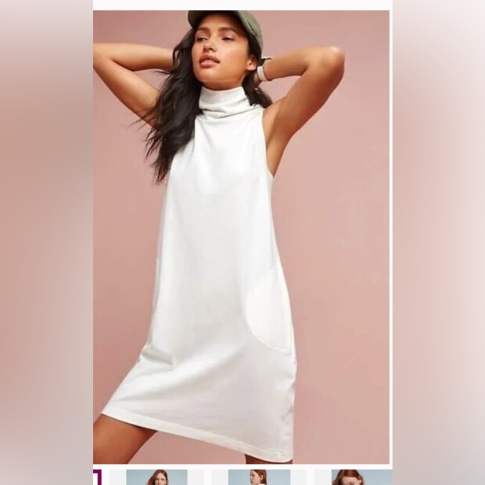 Akemi and Kin by Anthropologie cotton stretchy dress with mock neck and pockets